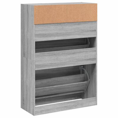 vidaXL Mueble zapatero 2 cajones abatibles gris Sonoma 80x34x116 cm