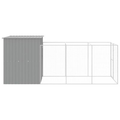 vidaXL Caseta perros corral acero galvanizado gris claro 165x455x181cm