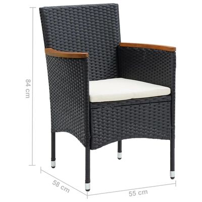 vidaXL Set comedor de jardín 5 pzas con cojines ratán sintético negro