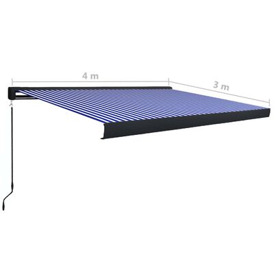 vidaXL Toldo de carrete manual azul y blanco 400x300 cm