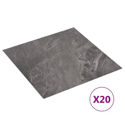 vidaXL Tarimas suelo autoadhesivas 20 uds PVC estampado negro 1,86 m²