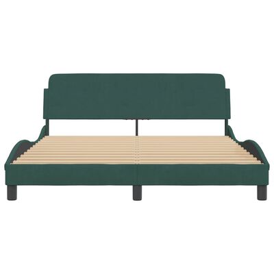 vidaXL Estructura cama con cabecero terciopelo verde oscuro 160x200 cm