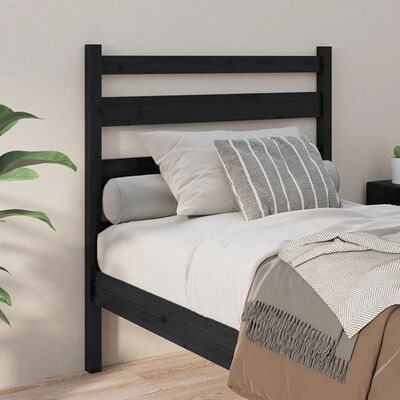 vidaXL Cabecero de cama madera maciza de pino negro 96x4x100 cm