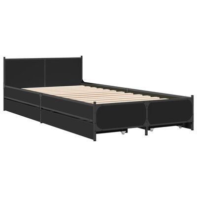 vidaXL Cama con cajones madera de ingeniería negro 90x190 cm