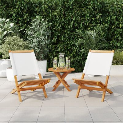 vidaXL Sillas de jardín 2 uds madera maciza acacia y tela crema blanco