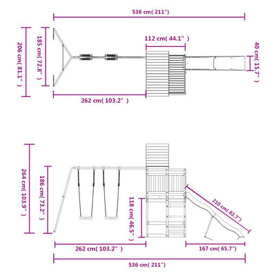 vidaXL Parque infantil de exterior madera de pino impregnada