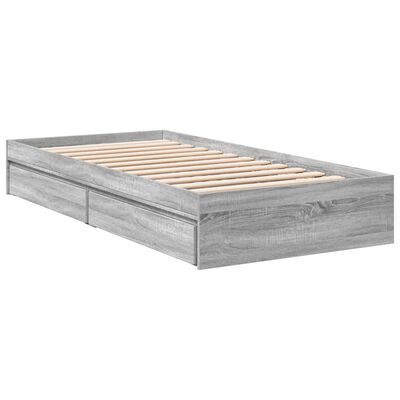 vidaXL Cama con cajones madera de ingeniería gris Sonoma 75x190 cm