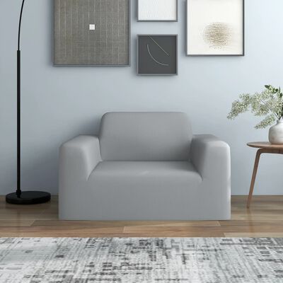 vidaXL Funda elástica para sillón poliéster jersey gris