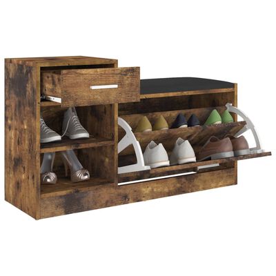 vidaXL Banco zapatero madera de ingeniería roble ahumado 94,5x31x57 cm