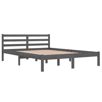 vidaXL Estructura de cama madera maciza de pino gris 140x200 cm