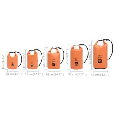 vidaXL Bolso acuático impermeable PVC naranja 5 L