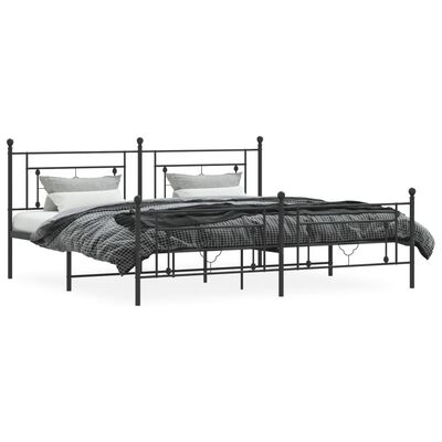 vidaXL Estructura de cama cabecero y estribo metal negro 193x203 cm