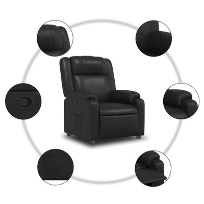 vidaXL Sillón reclinable de cuero sintético negro