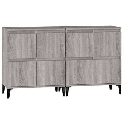 vidaXL Aparadores 2 uds madera contrachapada gris Sonoma 60x35x70 cm