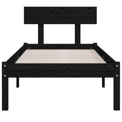 vidaXL Estructura de cama madera maciza de pino negro 100x200 cm