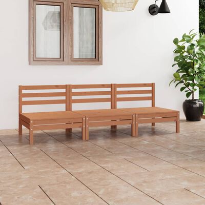 vidaXL Juego muebles de jardín 3 pzas madera maciza pino marrón miel