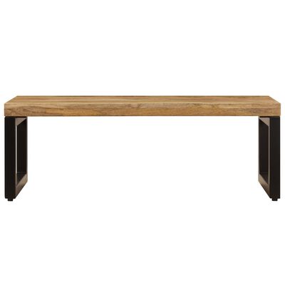 vidaXL Mesa de centro madera maciza de mango y acero 100x50x35 cm