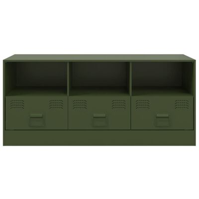 vidaXL Mueble de TV de acero verde oliva 99x39x44 cm