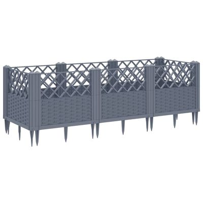 vidaXL Jardinera con clavijas PP gris 123,5x43,5x43,5 cm