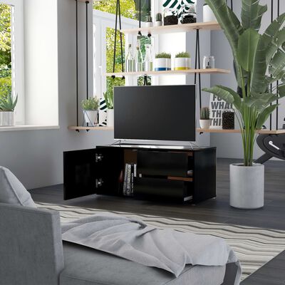 vidaXL Mueble para TV madera contrachapada negro 80x34x36 cm