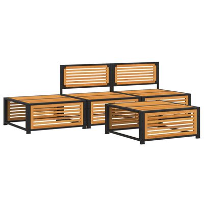 vidaXL Set sofás de jardín con cojines 4 pzas madera maciza de acacia