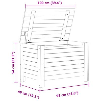 vidaXL Caja de almacenaje y tapa RANA madera maciza blanca 100x49x54cm