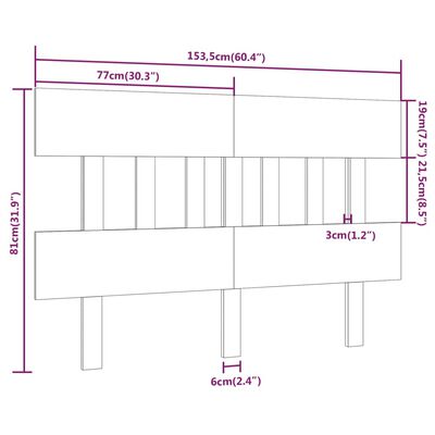 vidaXL Cabecero de cama madera maciza de pino negro 153,5x3x81 cm