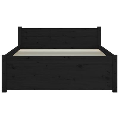 vidaXL Estructura de cama madera maciza individual negra 75x190 cm