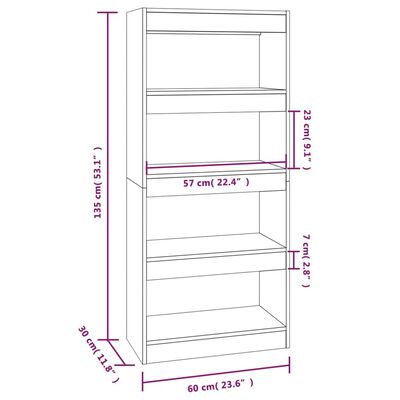 vidaXL Estantería madera contrachapada gris hormigón 60x30x135 cm