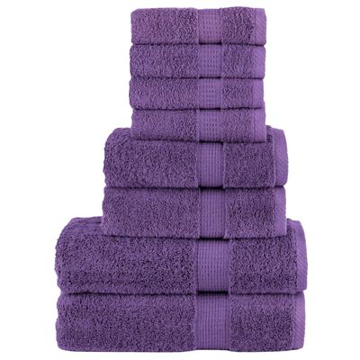 vidaXL Juego de toallas premium SOLUND 8 unidades morado 600 gsm