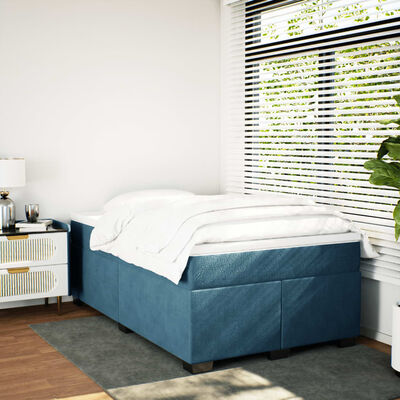 vidaXL Cama box spring con colchón terciopelo azul oscuro 120x200 cm