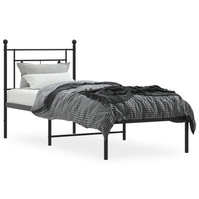 vidaXL Estructura cama sin colchón con cabecero metal negro 80x200 cm