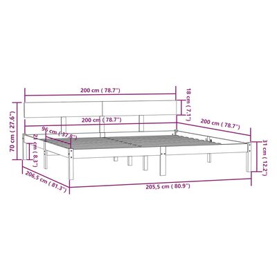 vidaXL Estructura de cama sin colchón madera maciza 200x200 cm