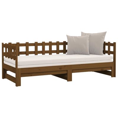 vidaXL Sofá cama extraíble madera de pino marrón miel 2x(80x200) cm