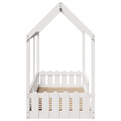 vidaXL Cama con forma de casa de niños madera maciza blanca 80x200 cm