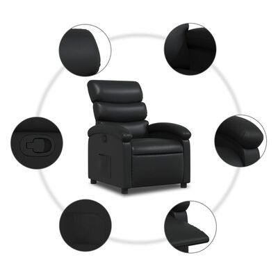 vidaXL Sillón reclinable de cuero sintético negro