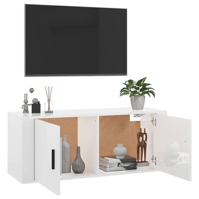 vidaXL Mueble para TV de pared blanco brillante 100x34,5x40 cm