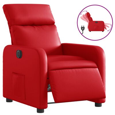 vidaXL Sillón reclinable eléctrico de cuero sintético rojo