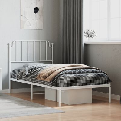 vidaXL Estructura cama sin colchón con cabecero metal blanco 90x200 cm