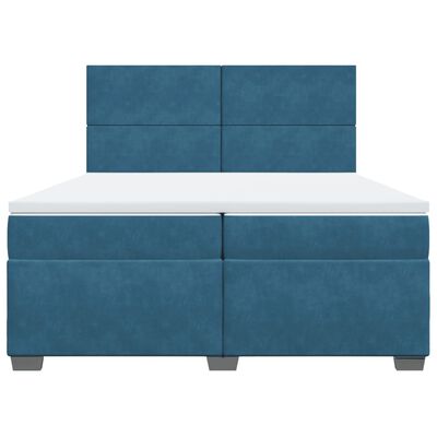 vidaXL Cama box spring con colchón terciopelo azul 200x200 cm