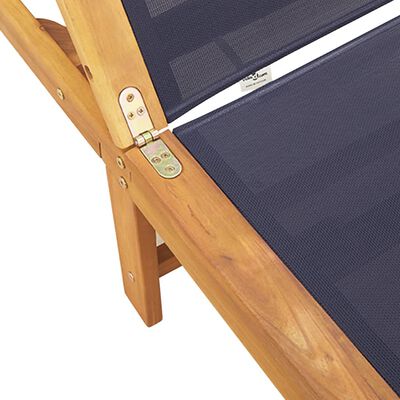 vidaXL Tumbonas 2 unidades madera maciza de acacia y textileno azul