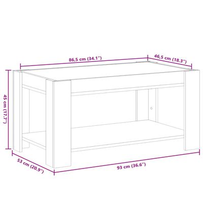 vidaXL Mesa de centro con LED madera de ingeniería negro 93x53x45 cm