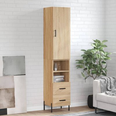 vidaXL Aparador de madera contrachapada roble Sonoma 34,5x34x180 cm