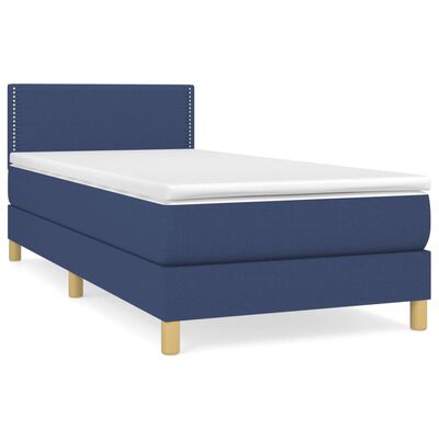 vidaXL Cama box spring con colchón tela azul 100x200 cm