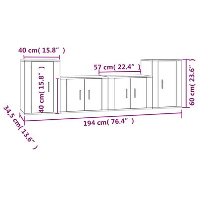 vidaXL Set de muebles para TV 4 pzas madera contrachapada marrón roble