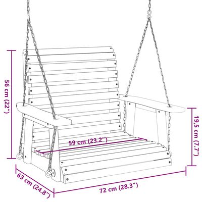 vidaXL Silla columpio jardín con cadenas de metal madera abeto marrón