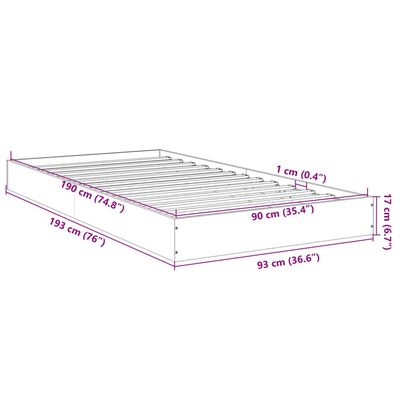 vidaXL Estructura de cama sin colchón madera roble ahumado 90x190 cm