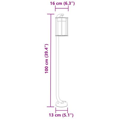 vidaXL Lámparas de suelo exterior 3 uds acero inoxidable negro 100 cm