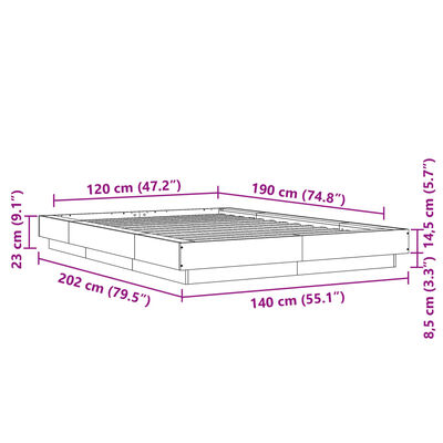 vidaXL Estructura de cama madera de ingeniería negra 120x190 cm