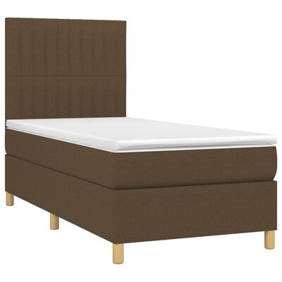 vidaXL Cama box spring con colchón tela marrón oscuro 90x200 cm